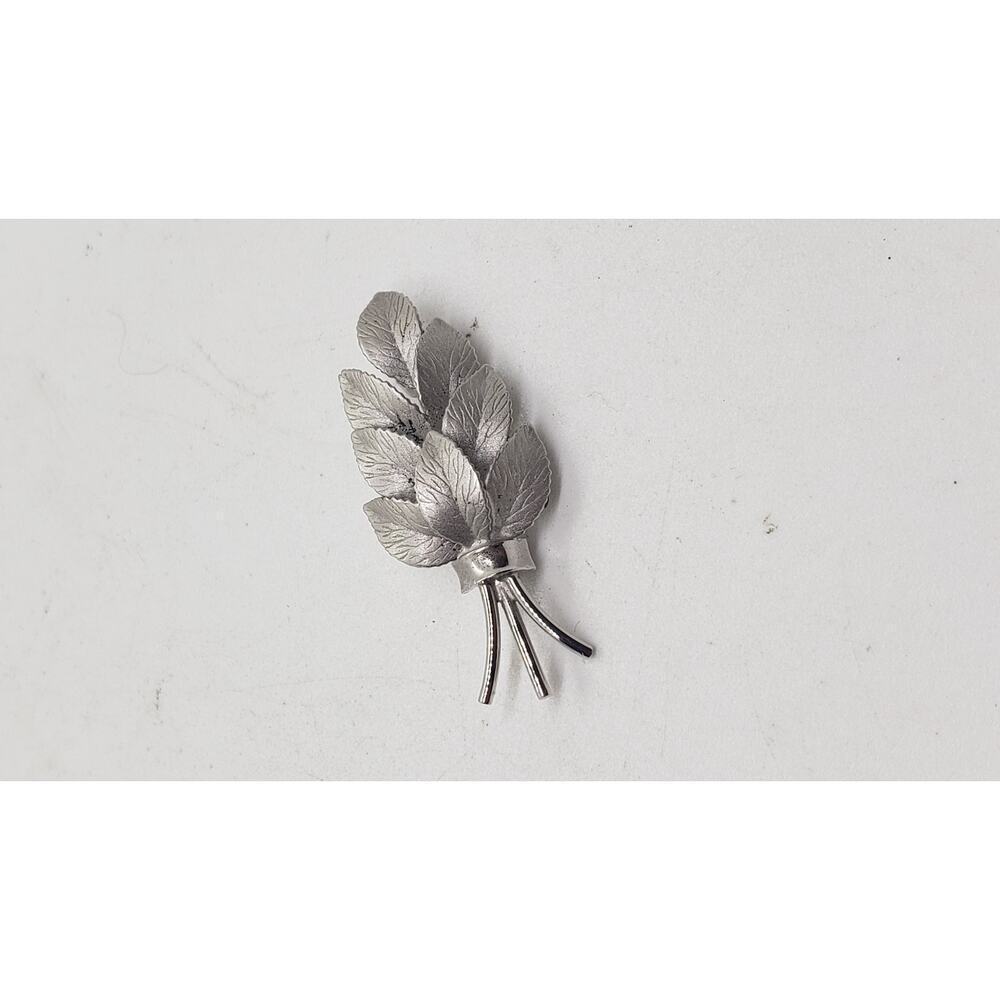 Vintage Brooch Sterling Silver Leaf Pin Floral 1960s Dixelle Jewelry 3D USA Made